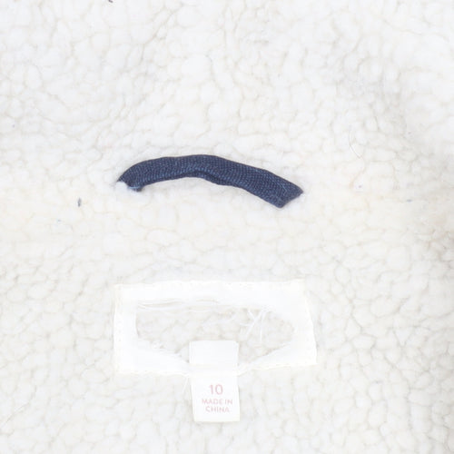 Marks and Spencer Women's Navy Parka Coat - Size 10, Hooded & Lined