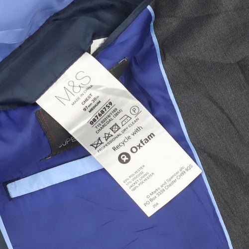Marks and Spencer Men's Grey Blazer, Size 38 Regular Fit
