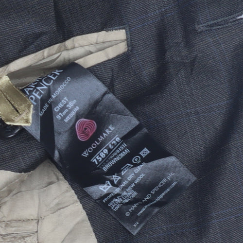 Marks and Spencer Men's Brown Check Blazer 36R