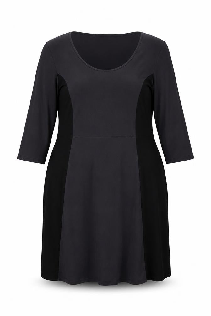 Front view of Women's Black Dress, UK, size 20, Scoop Neck