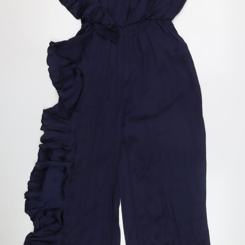 Zara Women's Blue XS Wide-Leg One Shoulder Jumpsuit