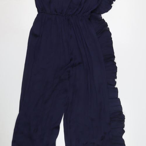 Zara Women's Blue XS Wide-Leg One Shoulder Jumpsuit