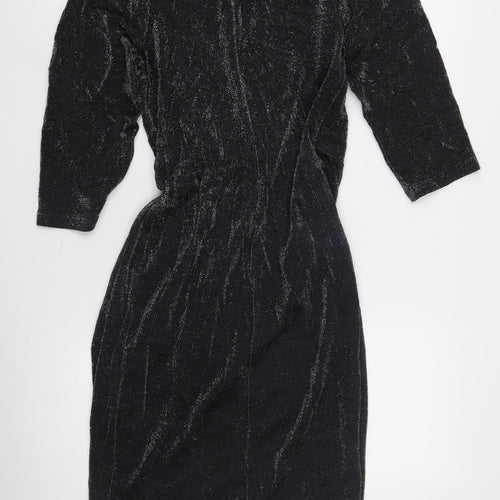 Next Women's Black Glitter Wrap Dress Size 12