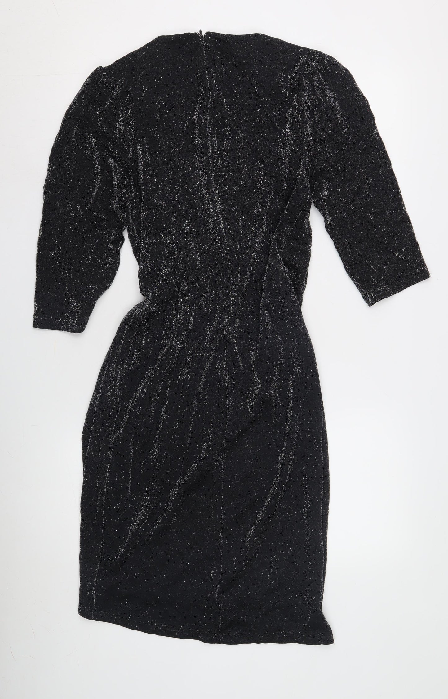 Next Women's Black Glitter Wrap Dress Size 12