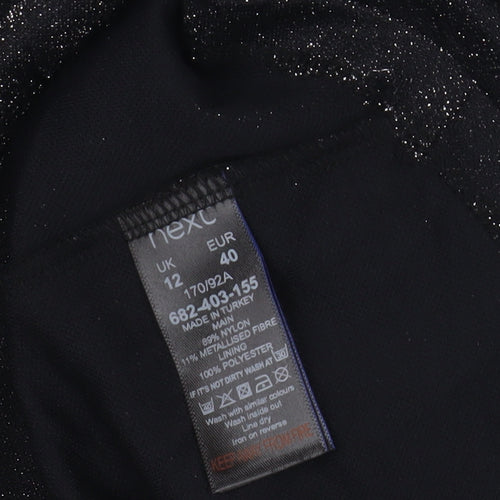 Next Women's Black Glitter Wrap Dress Size 12