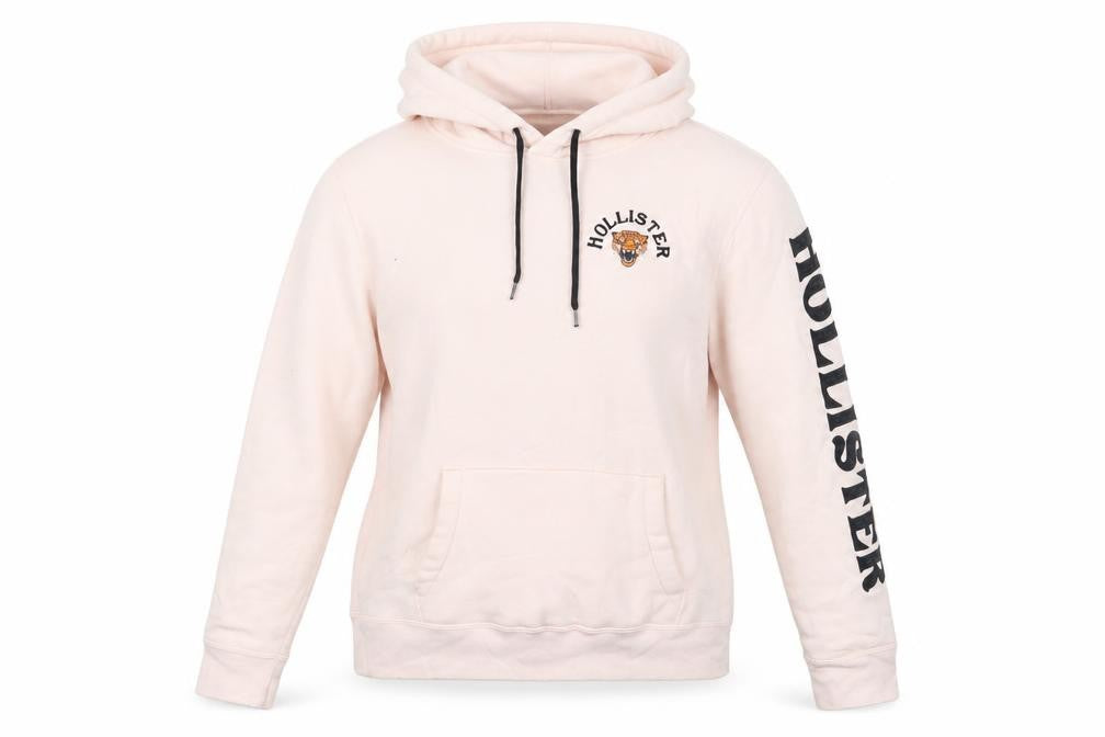 Front view of Hollister Women Pink Large Pullover Hoodie