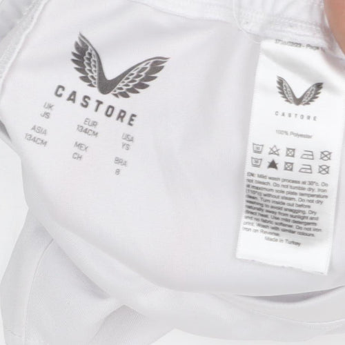 Castore Boys White Athletic Football Shorts, Age 8-9, Very Good