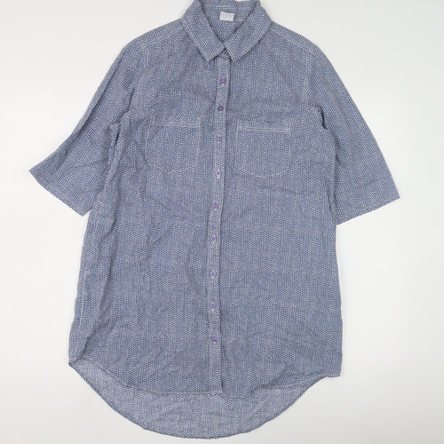 Cotton Traders Women's Blue Polka Dot Button-Up Shirt