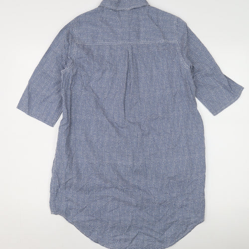 Cotton Traders Women's Blue Polka Dot Button-Up Shirt