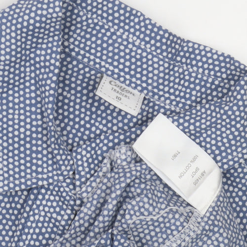 Cotton Traders Women's Blue Polka Dot Button-Up Shirt