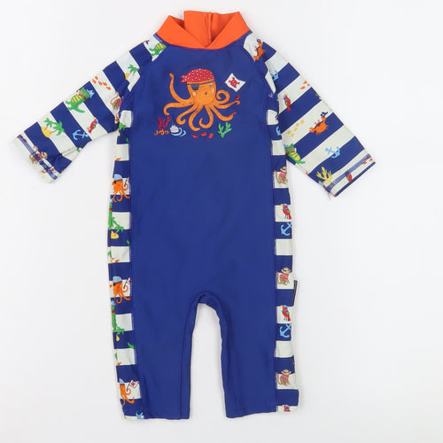 JoJo Maman Baby Nautical Blue Stripe Babygrow - 12 Months