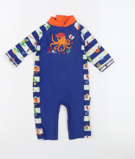 JoJo Maman Baby Nautical Blue Stripe Babygrow - 12 Months