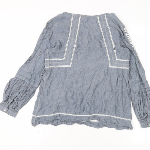 Mint Velvet Women's Blue Tunic Top, Size 6, Embroidered