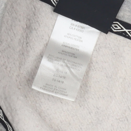 Umbro Grey Unisex Sweatshirt, Size 14, Lightweight, Logo