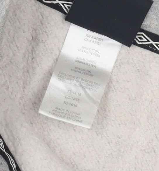 Umbro Grey Unisex Sweatshirt, Size 14, Lightweight, Logo