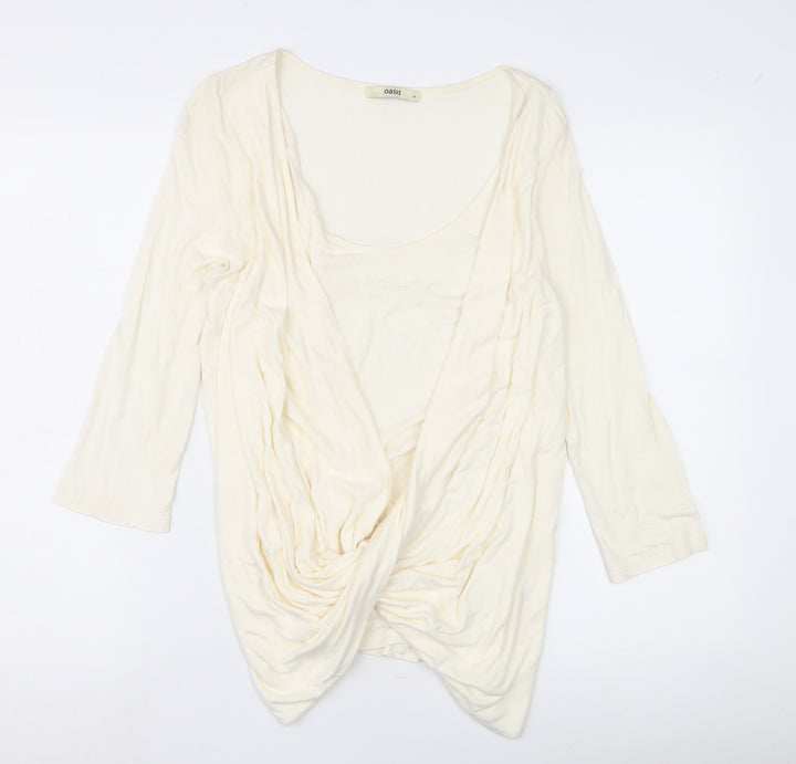 Oasis Women's Ivory Wrap Blouse M