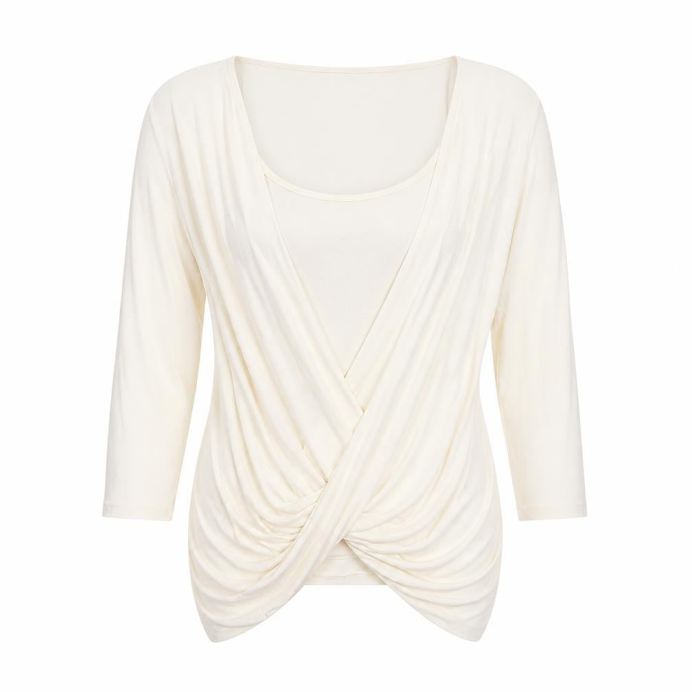 Front view of Oasis Women's Ivory Wrap Blouse M
