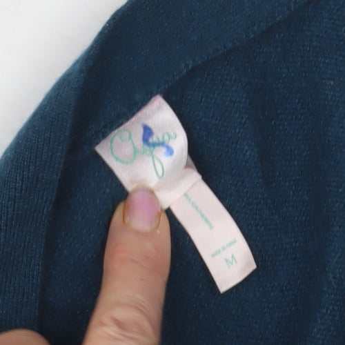 Women's Blue Cardigan V-Neck Medium Regular Fit