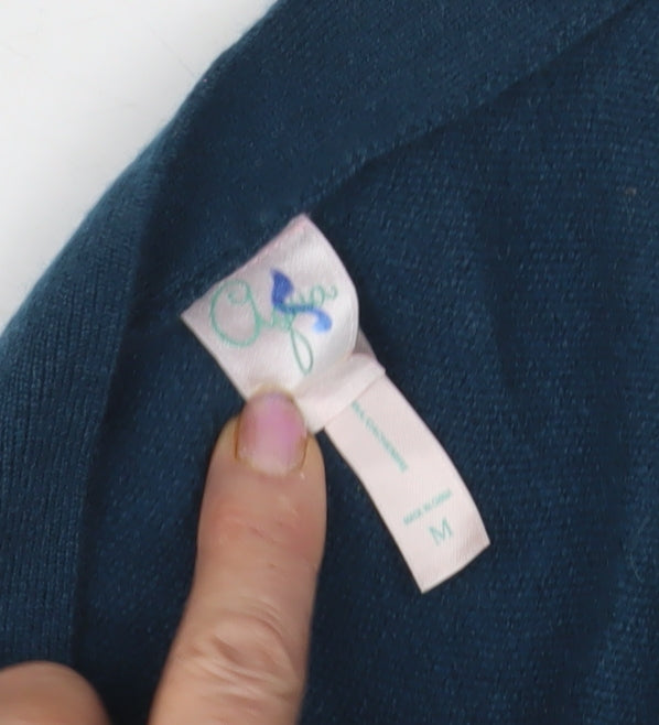 Women's Blue Cardigan V-Neck Medium Regular Fit