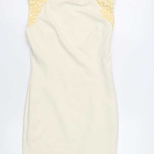 Ted Baker Women's Ivory Sheath Dress Size 8 Party