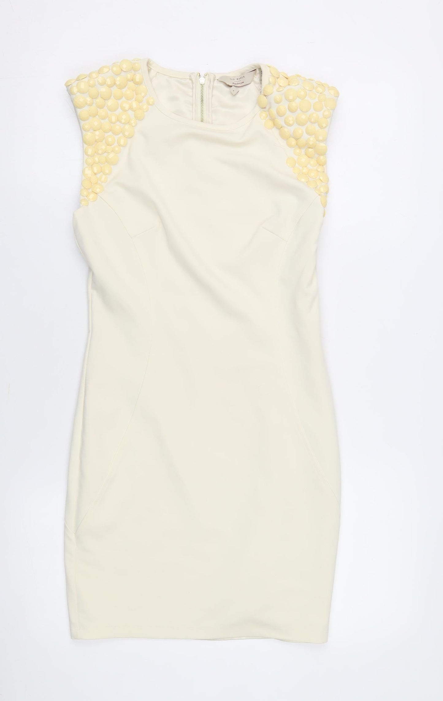 Ted Baker Women's Ivory Sheath Dress Size 8 Party