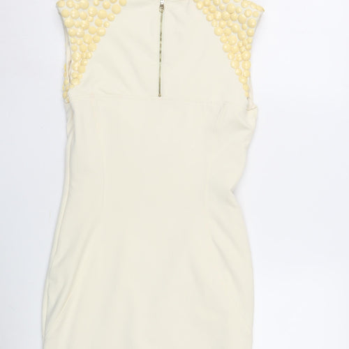 Ted Baker Women's Ivory Sheath Dress Size 8 Party