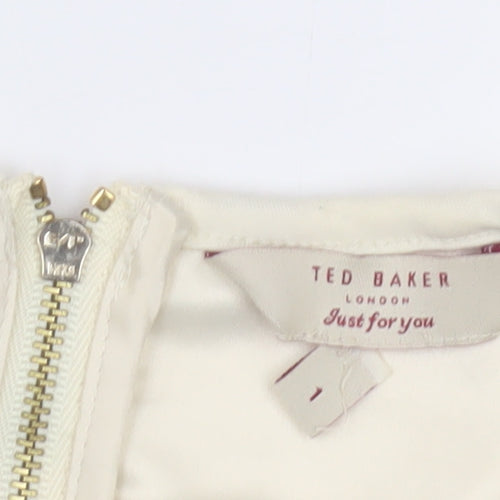 Ted Baker Women's Ivory Sheath Dress Size 8 Party