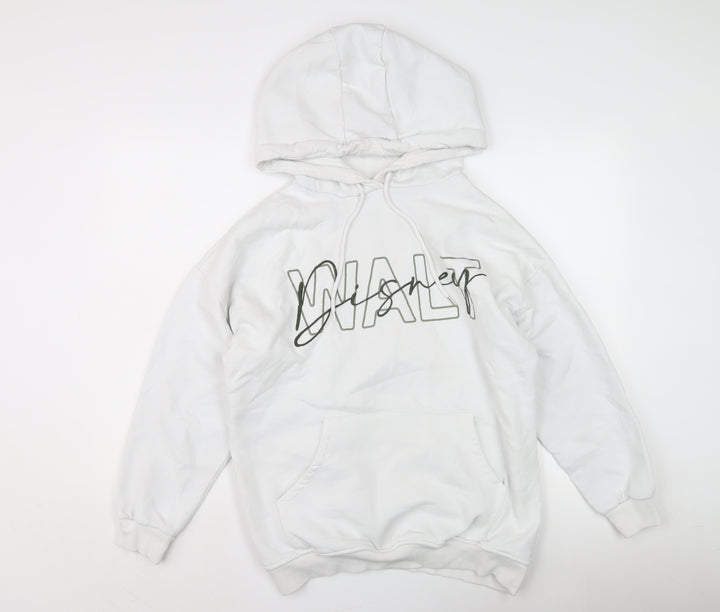 Disney White Unisex Pullover Hoodie S, Graphic Print