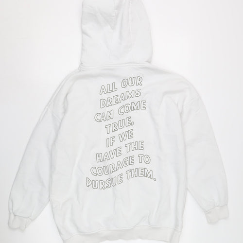 Disney White Unisex Pullover Hoodie S, Graphic Print