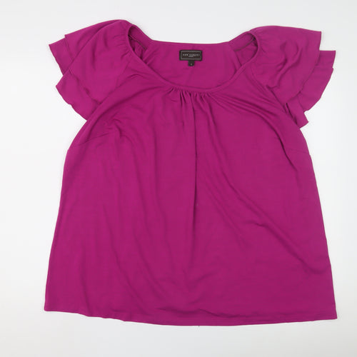 Ann Harvey Women's Purple Top, Size 2, Flutter Sleeves