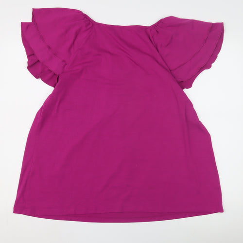 Ann Harvey Women's Purple Top, Size 2, Flutter Sleeves