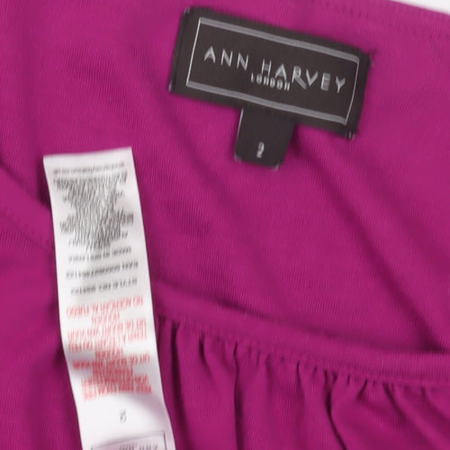 Ann Harvey Women's Purple Top, Size 2, Flutter Sleeves