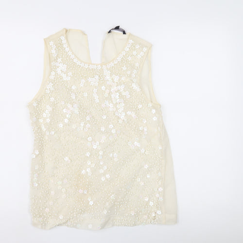 French Connection Ivory Beaded Women's Blouse - Size 10
