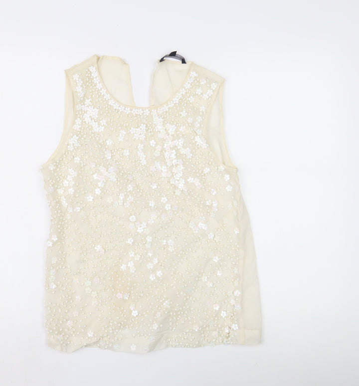 French Connection Ivory Beaded Women's Blouse - Size 10