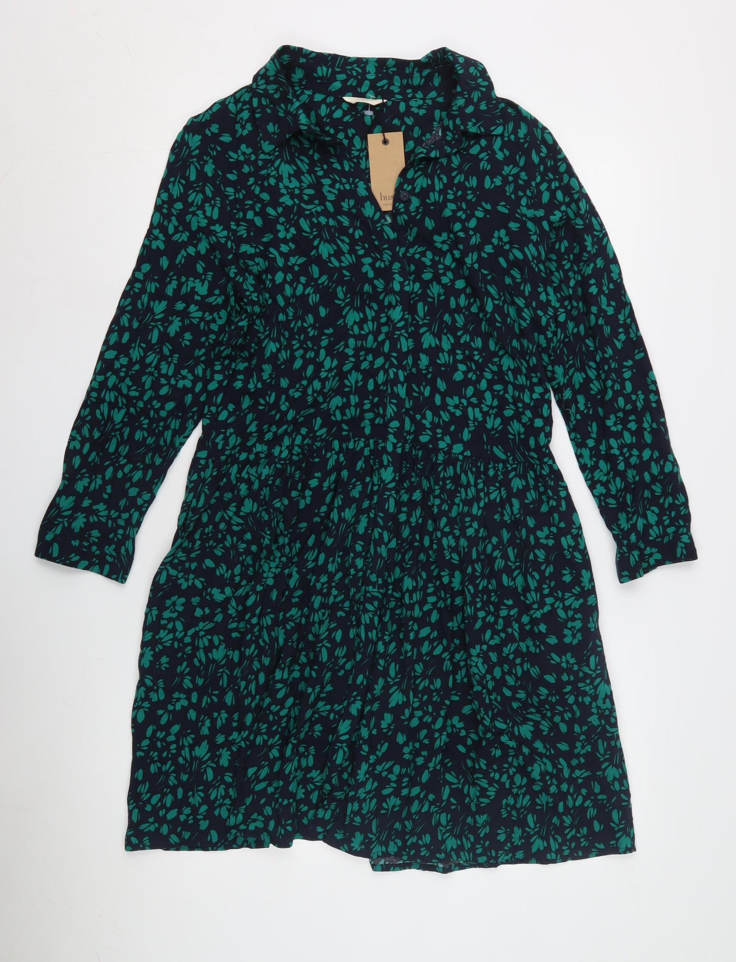 hush Women’s Green Floral Collared Dress Size 8
