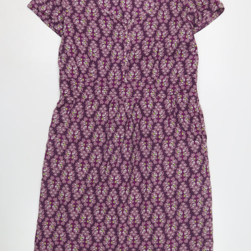 Vera Trip Women's Purple Floral Knee Length Shift Dress