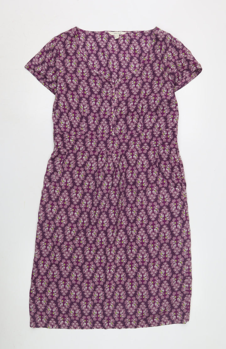 Vera Trip Women's Purple Floral Knee Length Shift Dress