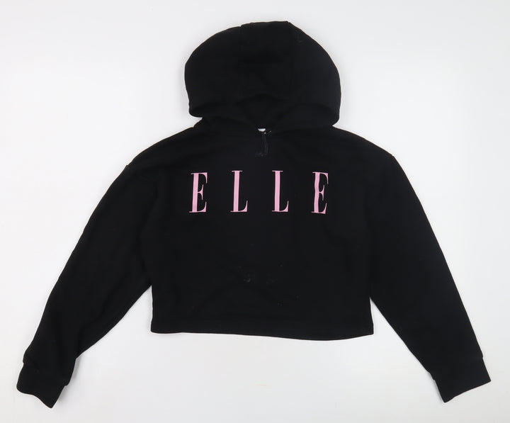 Elle Girls Black Hoodie Long Sleeve Casual Size 10-11