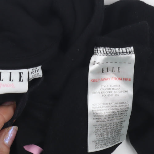 Elle Girls Black Hoodie Long Sleeve Casual Size 10-11