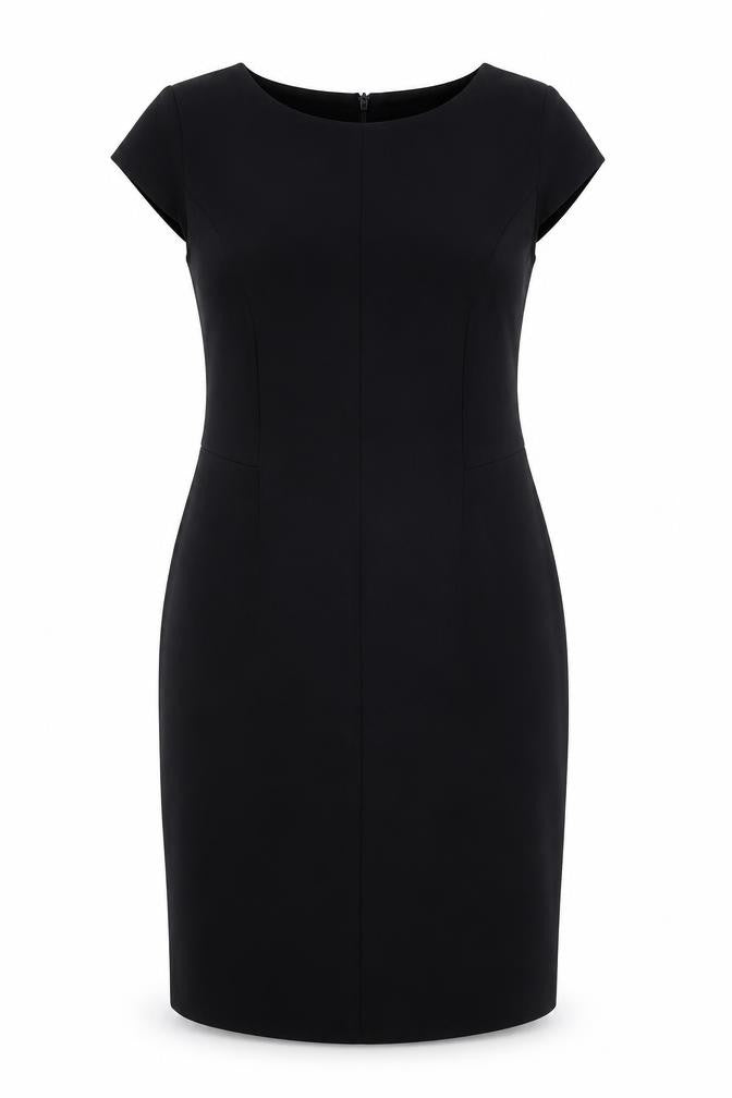 Front view of Fenn Wright Manson Petite Black Sheath Dress Women 16