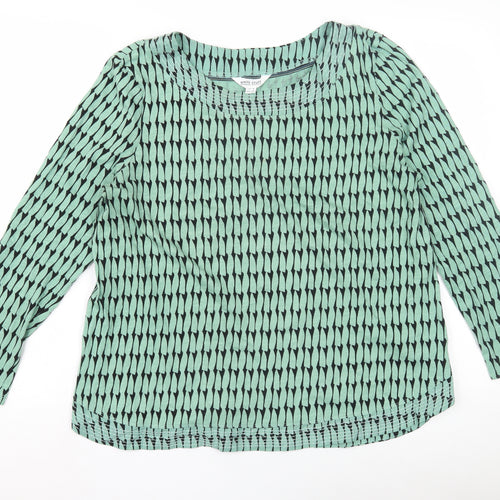 White Stuff Women's Green Geometric Blouse Size 16