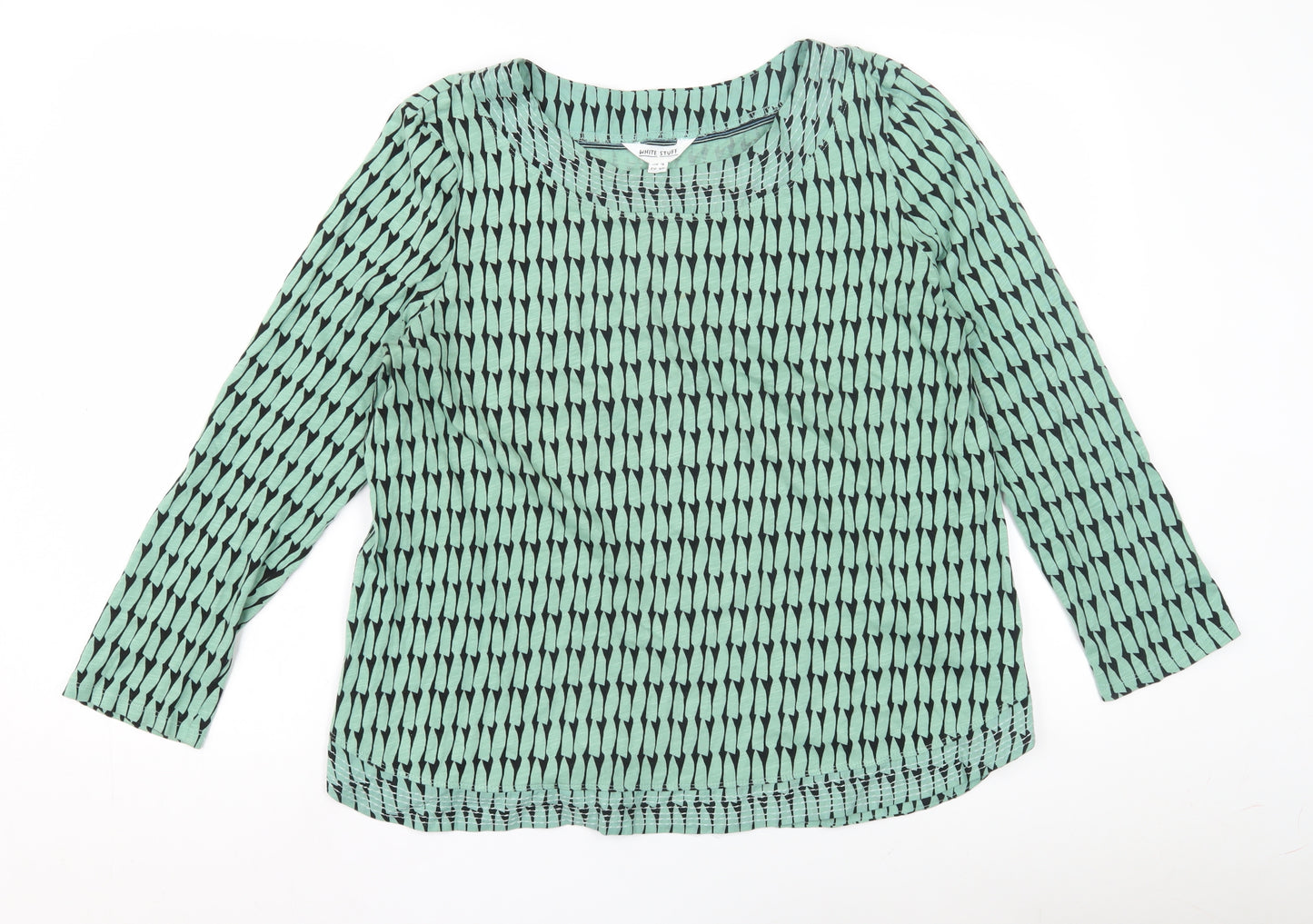 White Stuff Women's Green Geometric Blouse Size 16