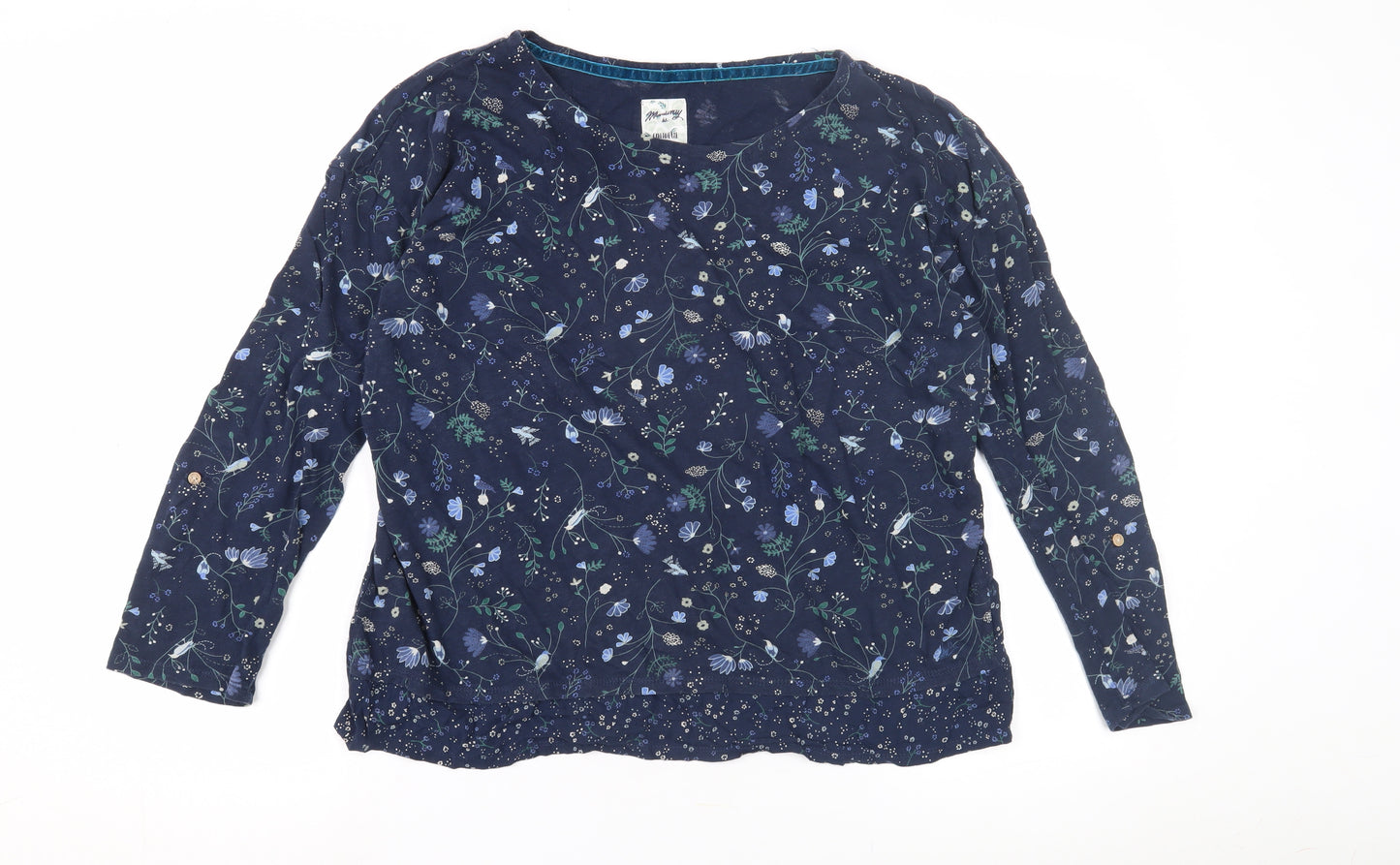 Mandaray Women's Blue Floral Tunic Blouse, Size 16