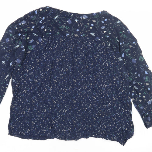 Mandaray Women's Blue Floral Tunic Blouse, Size 16
