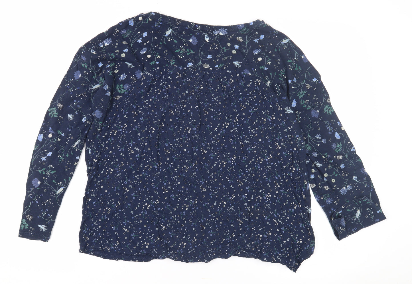 Mandaray Women's Blue Floral Tunic Blouse, Size 16