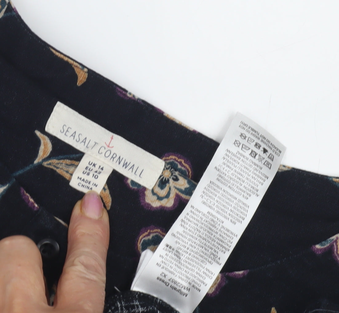 Seasalt Cornwall Women's Black Floral Shift Dress