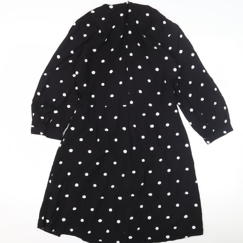 Warehouse Black Polka Dot Wrap Dress Size 8