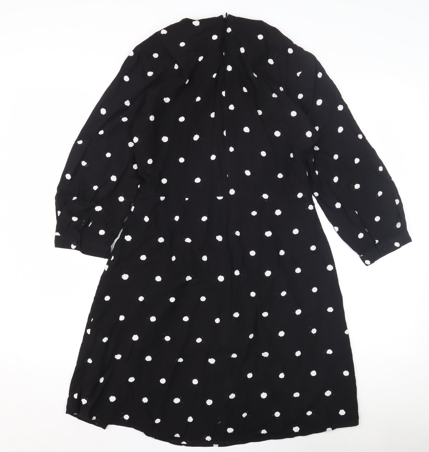 Warehouse Black Polka Dot Wrap Dress Size 8
