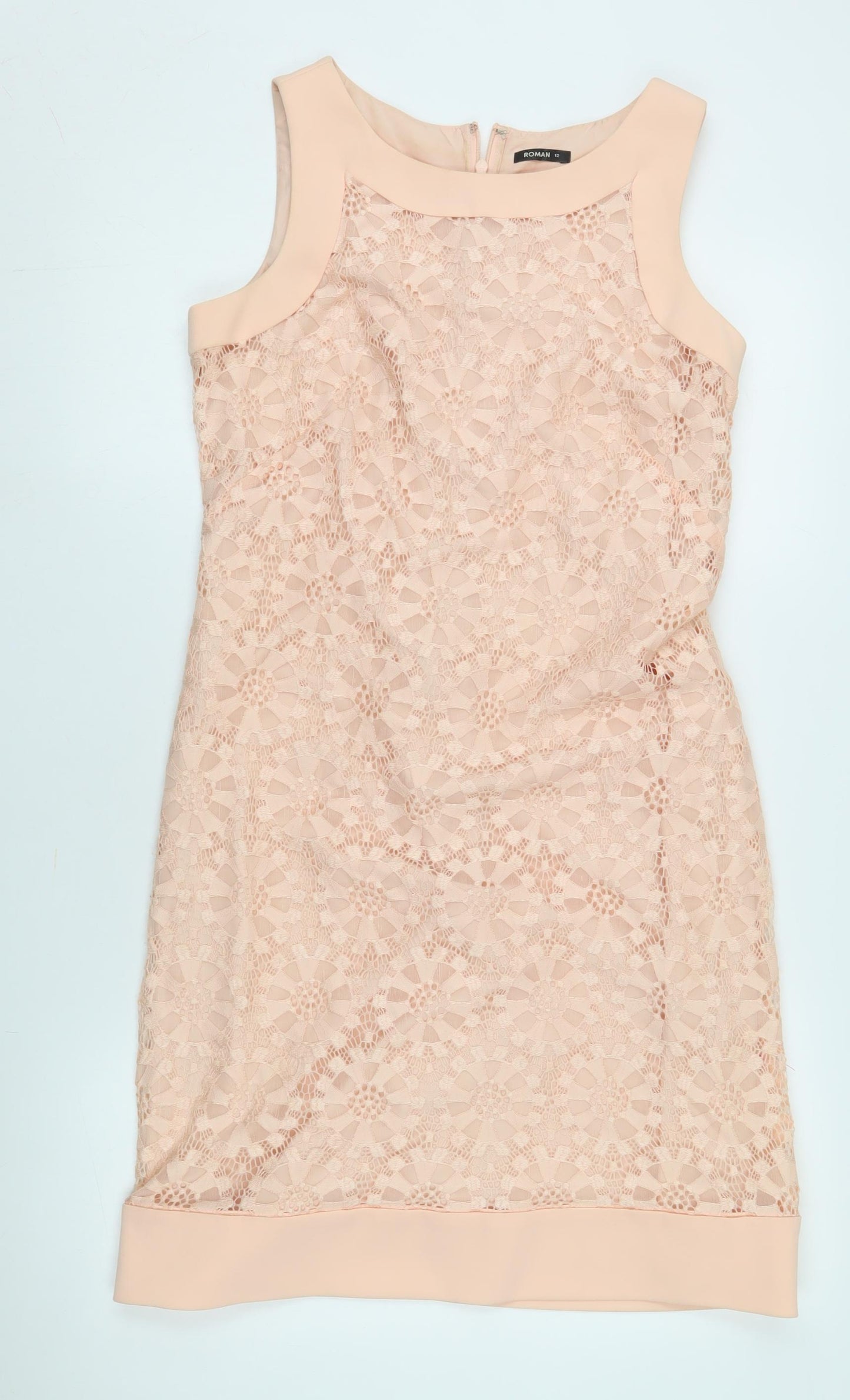 Roman Women's Beige Lace Sheath Dress, Size 12, Party