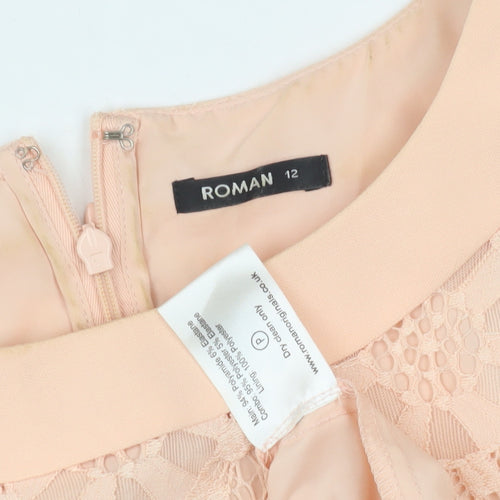 Roman Women's Beige Lace Sheath Dress, Size 12, Party